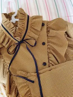 リリーブラウンチェック柄ブラウス