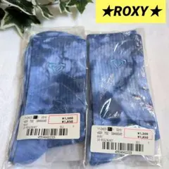 ★ROXY ロキシー★レディースソックス　　2点 新品 タイダイ柄 刺繍 ブルー