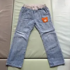 MIKI HOUSE くまワッペン デニムパンツ　100cmのサムネイル