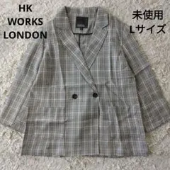 未使用 HK WORKS LONDON 黒白チェック テーラードジャケット L