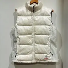 ザノースフェイス ダウンベスト スタンドカラー 無地 M 白 撥水 登山 運動
