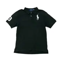 現行 Ralph Lauren ビッグポニー ポロシャツ 鹿の子 短丈 ブラック