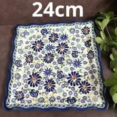 ポーランド食器 ボレスワヴィエツ製 スクエア型器 24cm 大皿　フリル　花のサムネイル