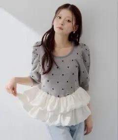 Mixed Fabric Frill Tops 異素材コンビフリルトップス | Mercari