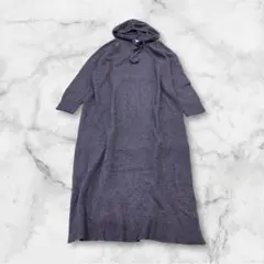 M736☆anySISオンワード樫山フード付きニットロングワンピース