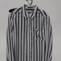 ストライプ 長袖シャツ 白黒