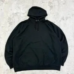ATHLETIC　プルオーバーパーカー　XL　ブラック　無地　古着　裏起毛