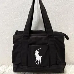 【大人気✨】ポロラルフローレン キャンバス トートバッグ 黒 ビッグポニー