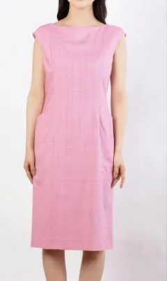 DAMAコレクション ピンク チェック ノースリーブ ワンピース