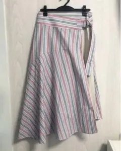 ◇新品◇ ローズバッド　ストライプ　ラップ風ロングスカート