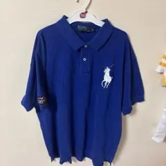 ラルフローレン ビックポニー 青 ポロシャツ 古着