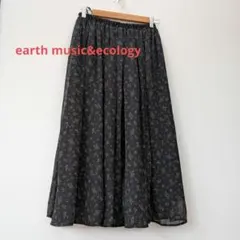 【美品】アース 花柄ロングスカート F 楊柳シフォン エアリー ウエストゴム