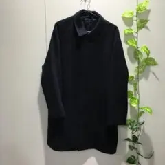 【無印良品】ウール混 チェスターコート ロング丈 紺 裏地付き Sサイズ