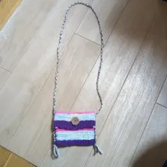 カラフルストライプポシェット　ハンドメイド