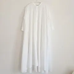 美品 mizuiroind スタンドカラー フレア ロングワンピース ホワイト
