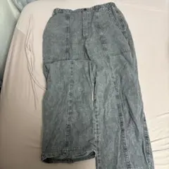 GU コクーンジョガープルオンパンツ　ライトブルー　デニム　ウエスト　裾　ゴム