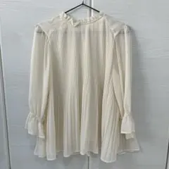 VIS シフォンプリーツブラウス　アイボリー
