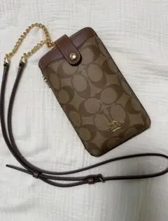 COACH スマホショルダーバッグ ブラウン