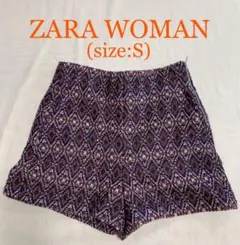 ZARA WOMAN ハイウエストショートパンツ(size:S)
