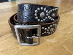 【名作】HTC × スタンダードカリフォルニア スタッズベルト 34 ブラウン