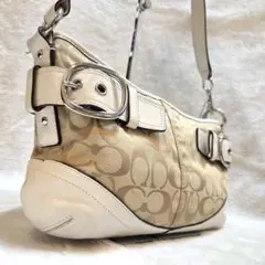 美品 COACH コーチ 2WAY ショルダー バッグ シグネチャー×レザー