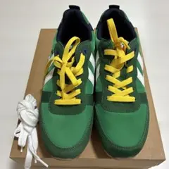 ヒュンメルMONACO86 グリーン×イエロー スニーカー26.5cm