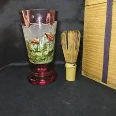 フランスガラス工芸品 手作り金赤グラス 西洋アンティーク 蒐集家放出 상태좋음 骨董