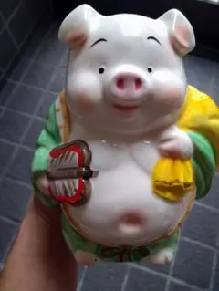 豚　貯金箱　レトロ　加藤工芸　陶器製　開運　縁起物　希少　七福神