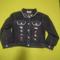 mezzo pianoメゾピアノ 刺繍付き黒デニムジャケット120