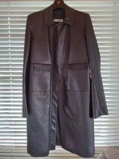 JIL SANDER ブラック レザーコート 34