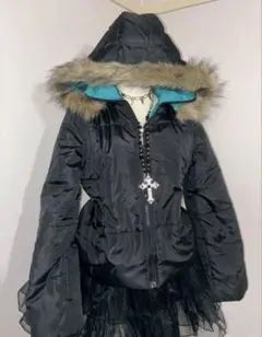 【平成Y2K 】ファー付き黒ダウンジャケット