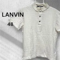 LANVIN クレープポロシャツ 48 前ボタン　半袖　千鳥柄　ランバンのサムネイル