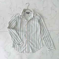 ラルフローレン 長袖シャツ 袖ロゴ刺繍 ストライプ ホワイト×ブルー M相当