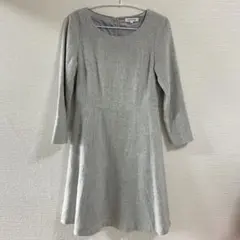 ナチュラルビューティーベーシック　ウールラメブッチャーワンピース　グレー