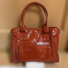 LONGCHAMP オレンジ レザー ショルダーバッグ