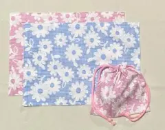 No.144 花柄　ランチョンマット・小物入れ（コップ入れ）