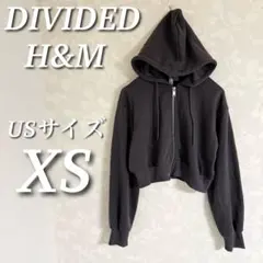 DIVIDED H&M フルジップクロップドスウェットパーカー　裏起毛　長袖