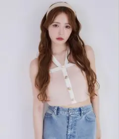 限定値下げナイスクラップ NICE CLAUP 配色ニットビスチェ ピンク