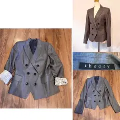 theory セオリー　ダブルブレストテーラードジャケット　グレー　M