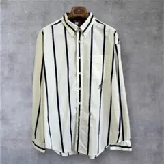 トミーヒルフィガー 90s クレストロゴ 刺繍 ストライプシャツ XL ゆるだぼ