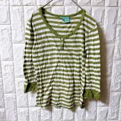 LOVE POTION 【S】ストライプ柄 五分袖Tシャツ