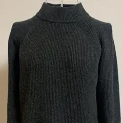 ✨️美品✨️NAVY【M】モックネック リブニット セーター チャコールグレー