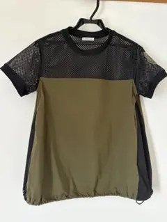 MONCLER メッシュ切替 半袖カットソー カーキ×ブラックのサムネイル