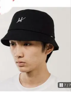 HUF バケットハット ブラック 刺繍ロゴのサムネイル
