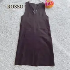 ROSSO ロッソ【M】ノースリーブ Vネック ワンピース ブラック　シンプル