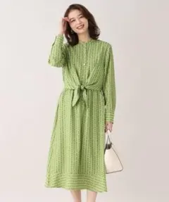 極美品 アンタイトル 金ボタン チェーンプリント ツーピース風ワンピース 0