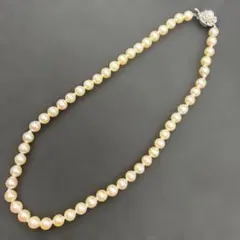 シルバー真珠ネックレス レディース用 玉サイズ約7〜8mm 長さ約44.5 