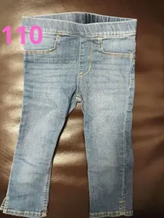 H&M スリムフィット ブルー デニム パンツ 七分丈 110 美品