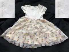 組曲 レース ワンピース サイズ100~110 花柄 ボタニカル 白 ホワイト