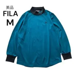 美品✨フィラ ゴルフウェア 長袖 モックネック シャツ レディース M 青 黒